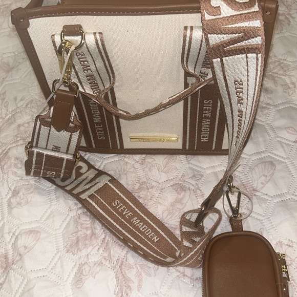 Steve Madden- Bwebberc Creme/Brown Satchel - Picture 5 of 13